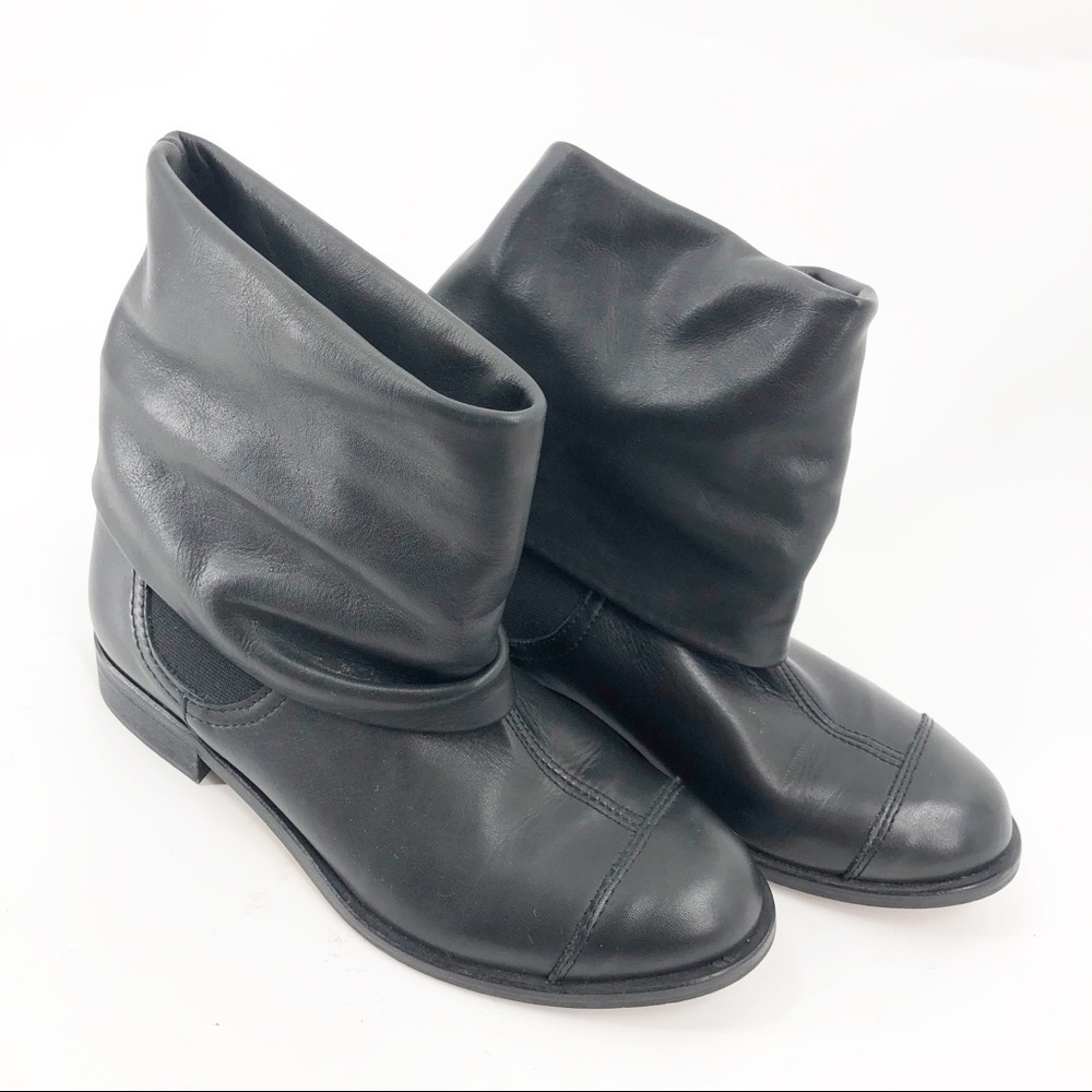 ✅ ZARA COLLECTION FOLD‎ OVER SLOUCHY BLACK BOOTS 36
